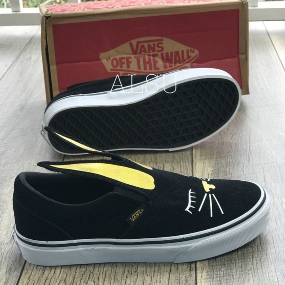 VANS Slip On Bunny Black Gold Kids AUTHENTIC - Picture 2 of 7